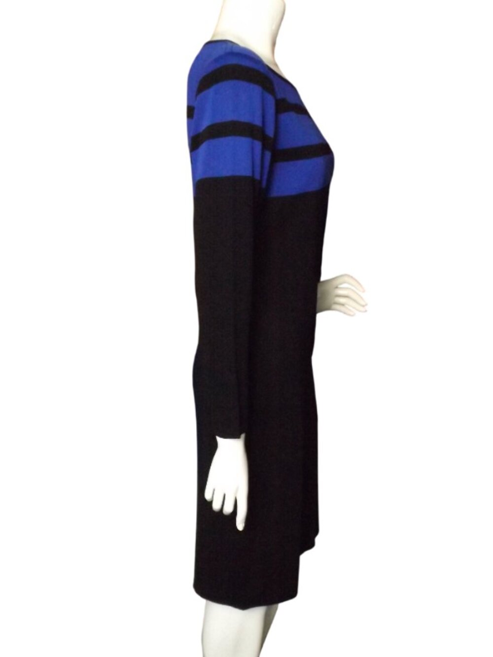 EXCLUSIVELY MISOOK Dress, S, Black/Blue Top, Long sleeves, Acrylic, Knee length - Picture 6 of 11